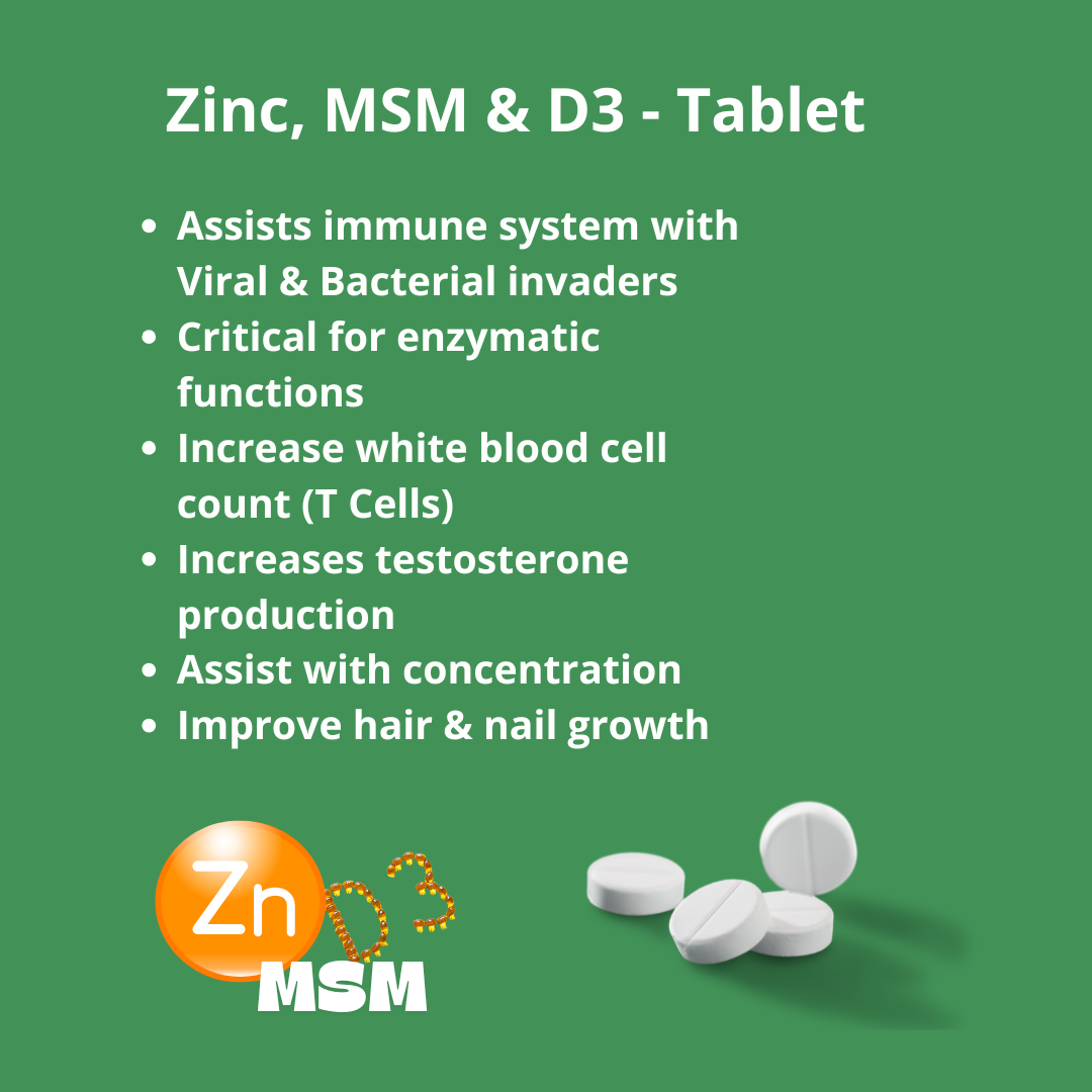 Zinc, M S M & D3 - Tablets